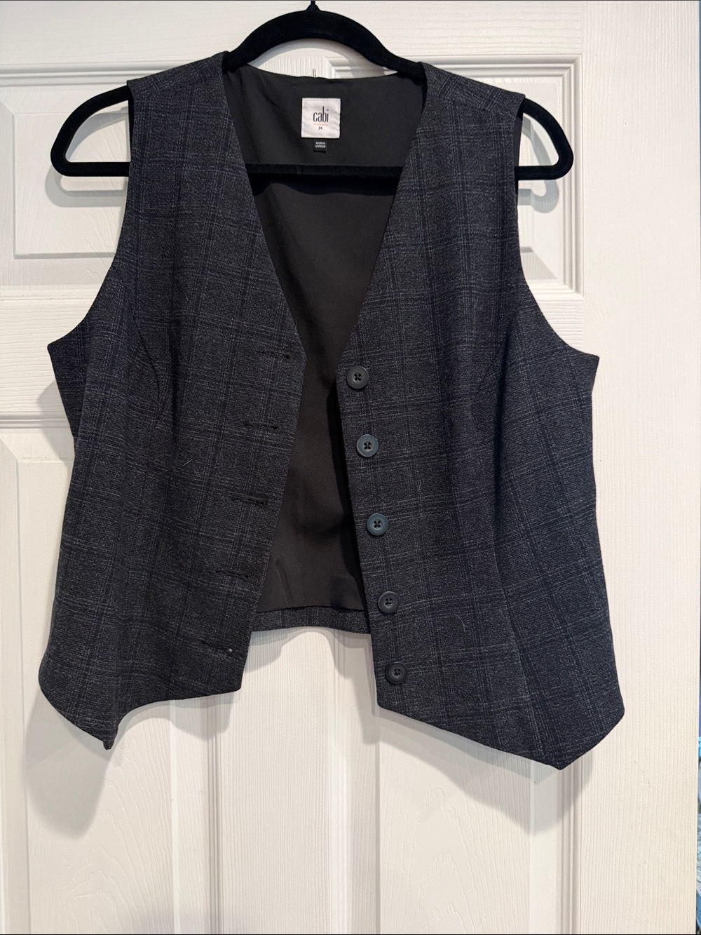 CAbi Women's Charcoal Plaid Tailored Vest
